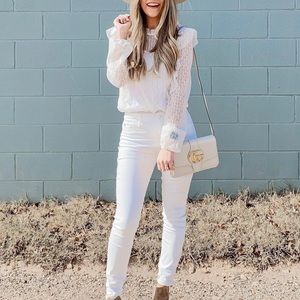 Hayden white lace bodysuit.